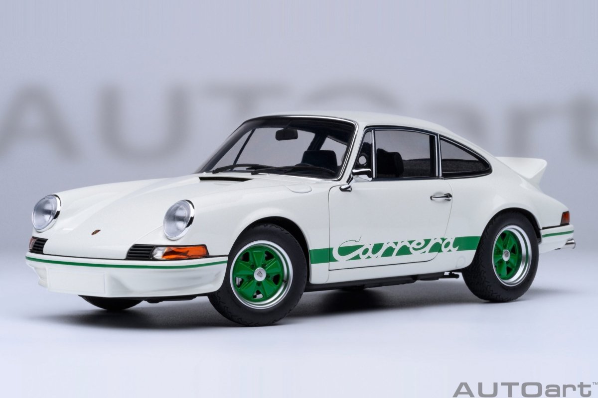 AUTOART - 1/18 - Porsche 911 Carrera 2.7 RS (Grand Prix White with Green stripes) - Garage 73