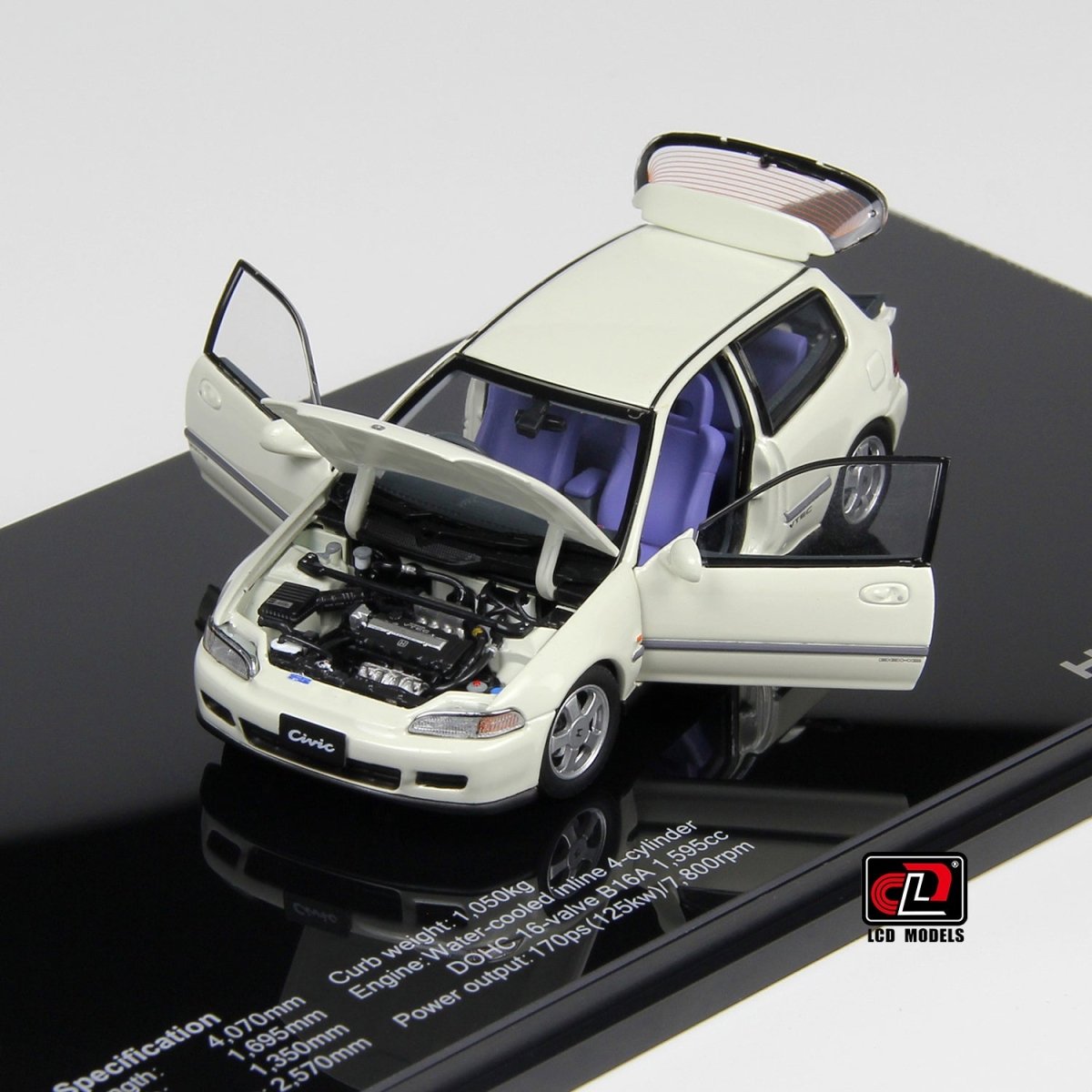 新品 希少！1/43 LDC ホンダ シビックEG6 SiR ホワイト 1/43 Honda CIVIC SiR II(EG6)-White LCD Model – Garage 73