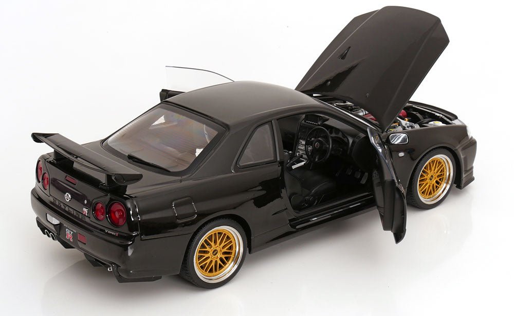 Nissan Skyline GT-R R34 V-Spec II 2001 Black BBS Wheels 1:12 Diecast Model Car — KK-Scale - Garage 73