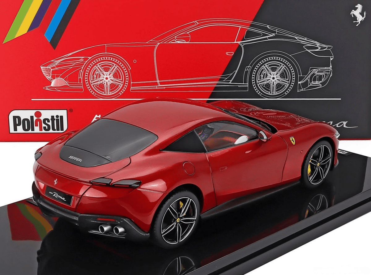 POLISTIL 1/18 FERRARI - ROMA 2019 - MAGMA RED WITH SHOWCASE - Garage 73