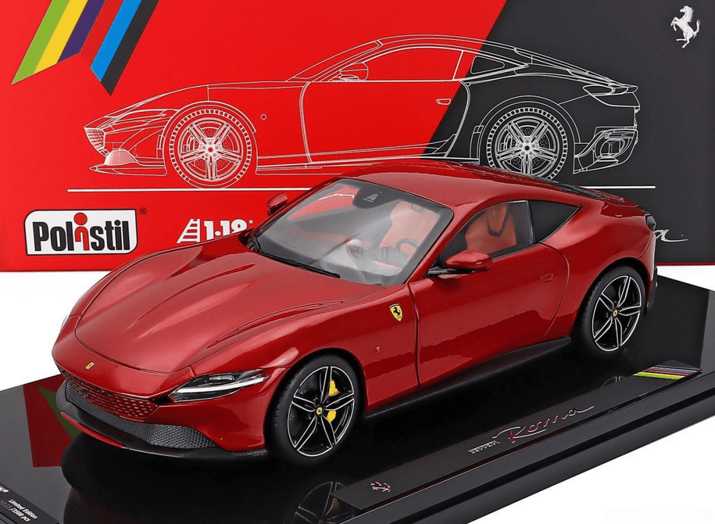 POLISTIL 1/18 FERRARI - ROMA 2019 - MAGMA RED WITH SHOWCASE - Garage 73