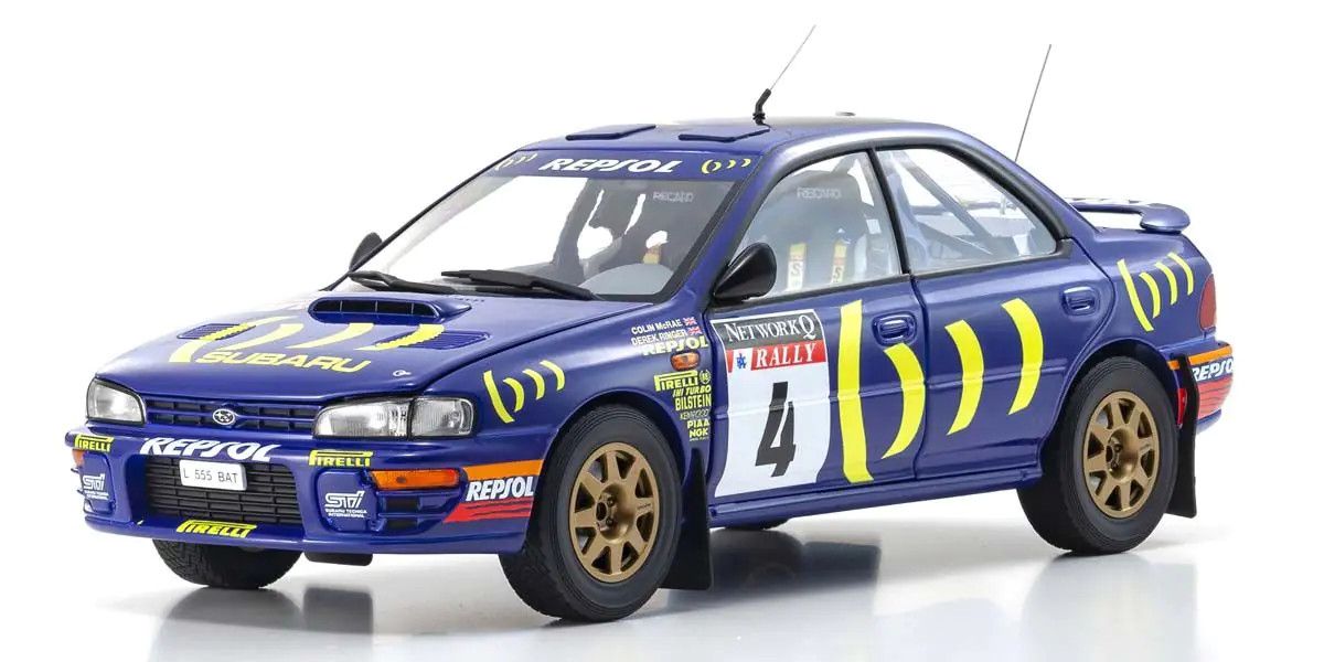 Subaru Impreza 555 #4 RAC Rally 1994 Blue 1:18 Diecast Model Car — Kyosho - Garage 73