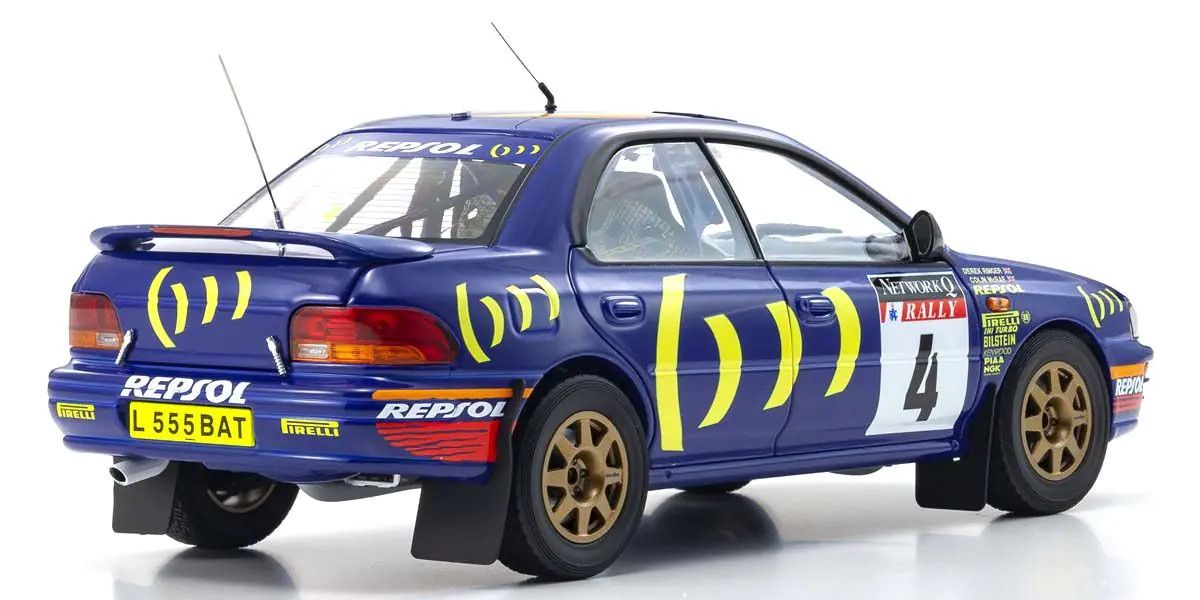 Subaru Impreza 555 #4 RAC Rally 1994 Blue 1:18 Diecast Model Car — Kyosho - Garage 73
