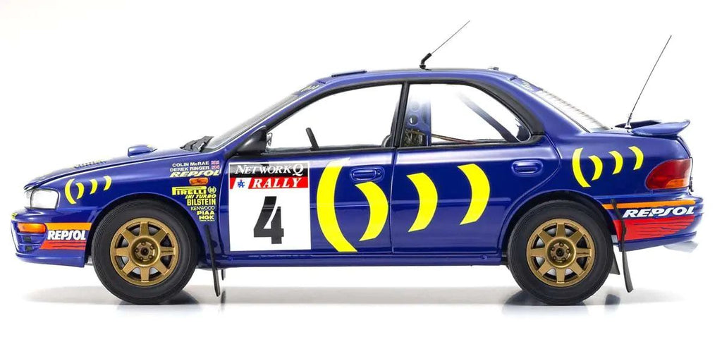 Subaru Impreza 555 #4 RAC Rally 1994 Blue 1:18 Diecast Model Car — Kyosho - Garage 73