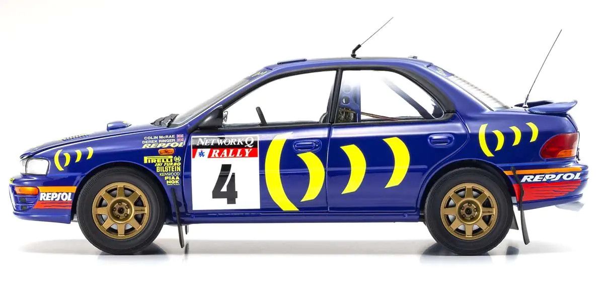 Subaru Impreza 555 #4 RAC Rally 1994 Blue 1:18 Diecast Model Car — Kyosho - Garage 73